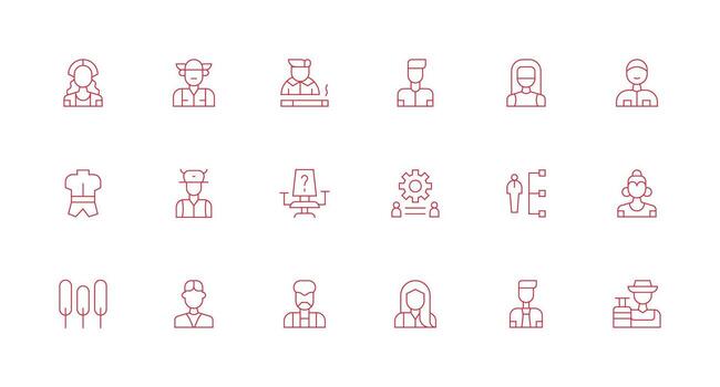 18 íconos para personal en mínimo línea formato de múltiples fines icono conjunto vector