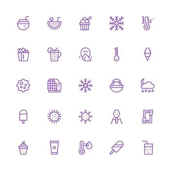 Cold Design Icons featuring 25 in Medium Stroke Outline Style Fully Editable Icon Set for Web vector