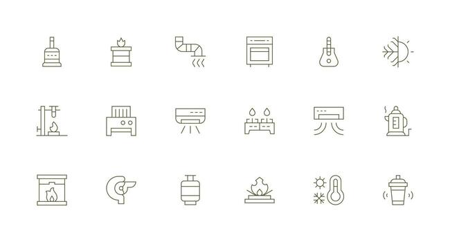 mínimo línea íconos desde calefacción conjunto con 18 vectores digital icono colección
