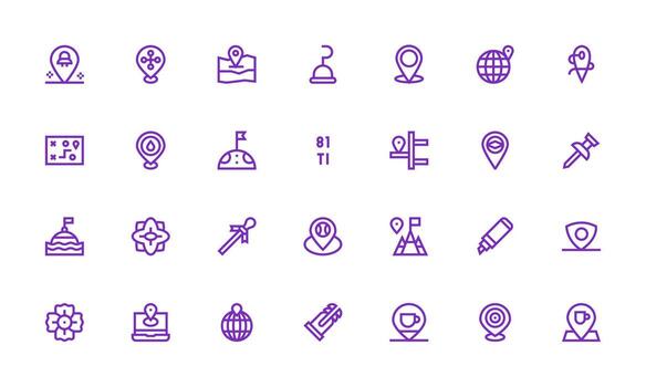 Bold Line Icons from Marker Set with 28 Vectors Clear and Concise Icon Set Collection