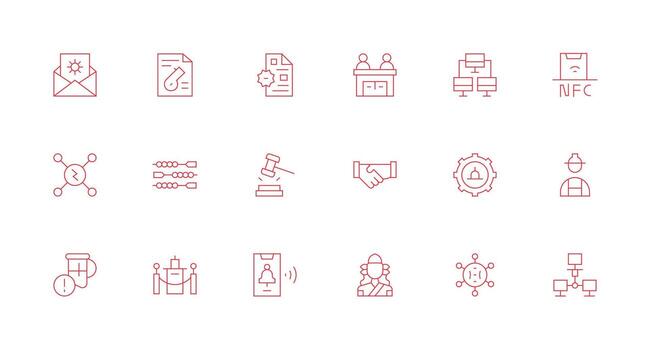 protocolo presentando 18 íconos en mínimo línea diseño ligero icono serie vector