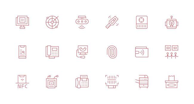 Scanning Visual Pack containing 18 Minimal Line Icons Complete Icon Set for Mobile Apps vector