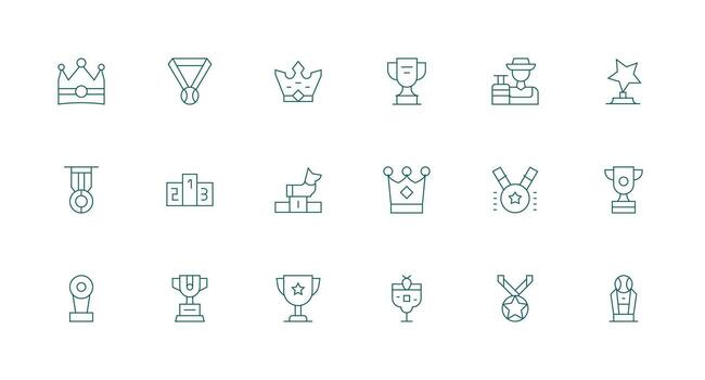 ganador diseño íconos presentando 18 en mínimo línea estilo usuario interfaz íconos para digital productos vector