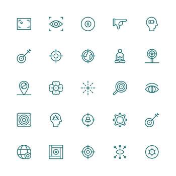 Focus Icon Set with 25 Medium Stroke Outline Graphics Multi-Purpose Icon Pack for Templates vector