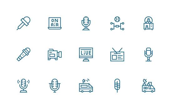 15 Regular Line Style Icons from Live Collection All Device Compatible Icon Set vector