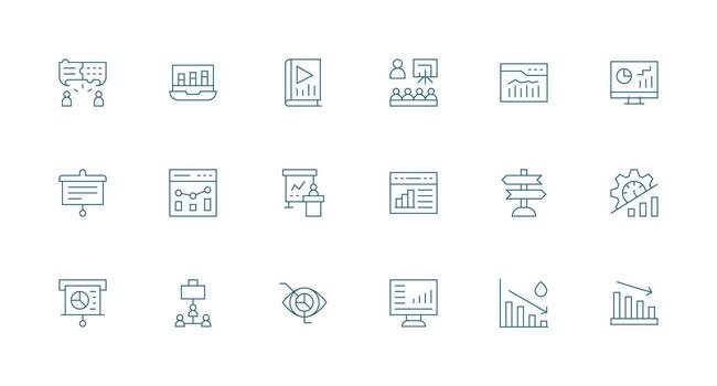 cartas icono colección con 18 mínimo línea diseños personalizable icono serie para móvil pantallas vector