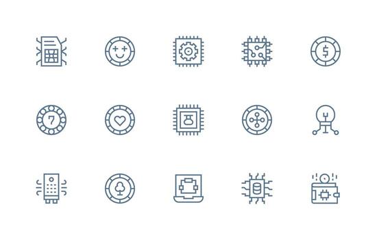 15 Regular Line Vectors for Chip Theme Functional Icon Series