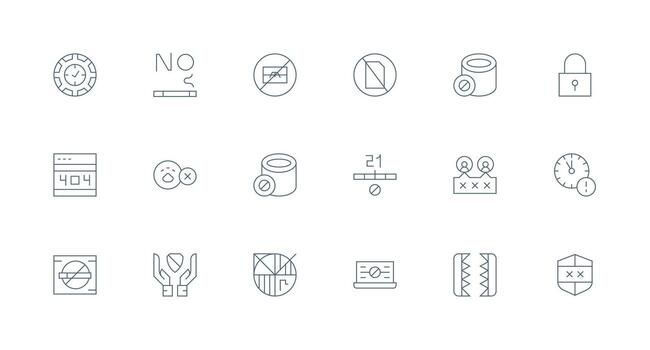 Access Denied Icon Set with 18 Minimal Line Graphics Well-Structured Icons for Creative Use vector