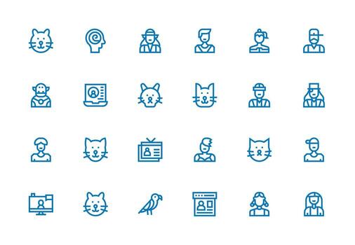 perfil ver incluso 24 grueso línea línea ilustraciones multi-estilo íconos para creativo proyectos vector