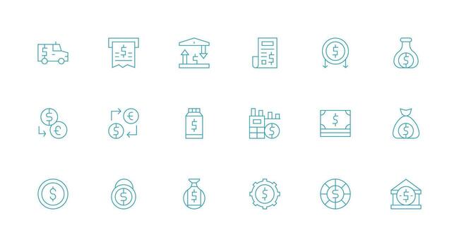 Dólar estadounidense icono colección con 18 mínimo línea diseños bien estructurado íconos para creativo utilizar vector