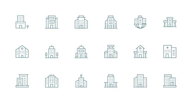 Minimal Line Icons from Headquarters Set with 18 Vectors Lightweight Icon Series for Fast Prototypes