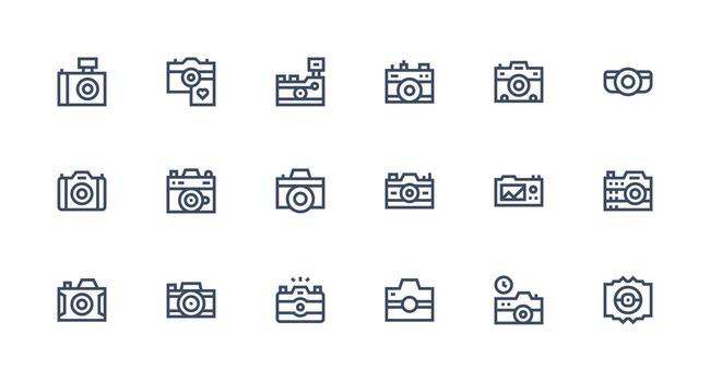18 Strong Stroke Line Style Icons from Snapshot Collection Editable Icon Collection vector