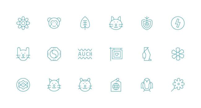 Logo Design Icons featuring 18 in Minimal Line Style Complete Icon Bundle for Web Design vector