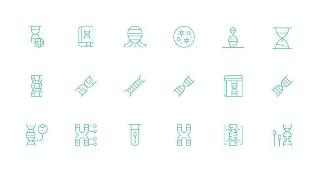 Minimal Line Style Genetics Icons with 18 Vectors Clear and Concise Icon Set Collection