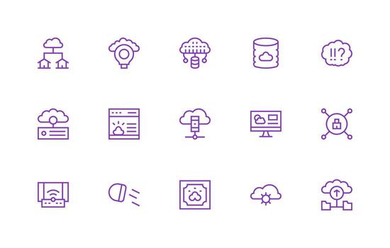 nube informática incluso 15 regular línea ilustraciones agudo íconos para presentaciones vector