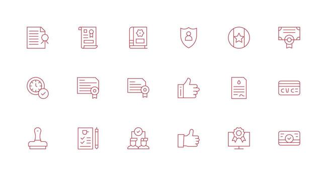 Validation Design Icons featuring 18 in Minimal Line Style Essential Icon Collection vector