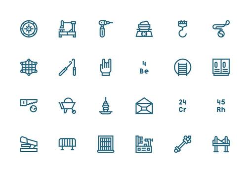 Metal Set with 24 Thick Line Line Icons Clean Icon Set Icon Pack for UI Projects vector
