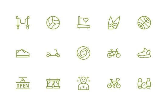 15 Regular Line Designs for Active Icons Layout Icon Collection vector