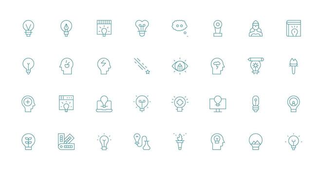 32 Icons for Inspiration in Thin Line Format Multi-Style Icons for Creative Projects vector