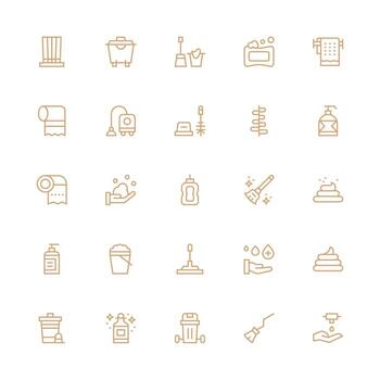Sanitation Icon Set with 25 Medium Stroke Outline Graphics Clear and Concise Icon Set Collection vector