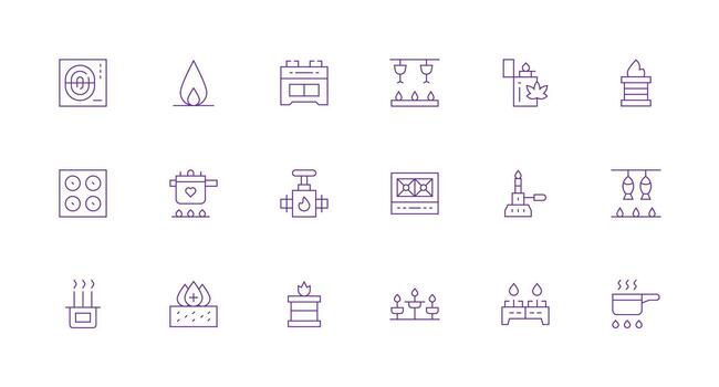 Burner including 18 Minimal Line Illustrations UI Icon Set vector
