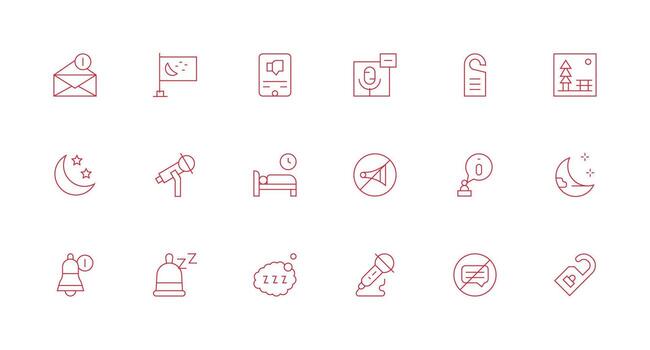 Quiet featuring 18 Icons in Minimal Line Design Interface Icon Collection vector