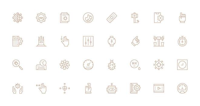 32 Control Icons in Thin Line Aesthetic Fully Editable Icon Set for Web vector