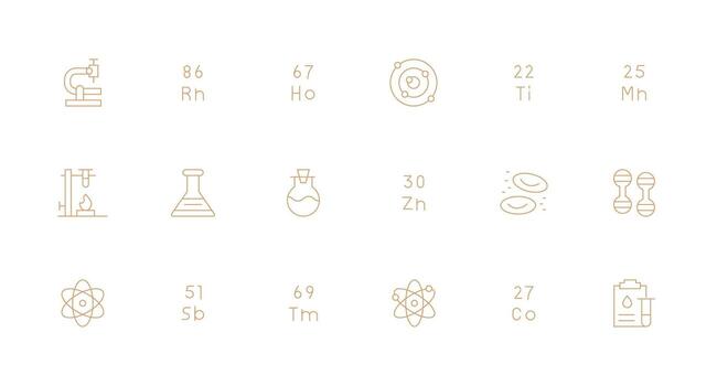 18 Minimal Line Style Icons from Chemistry Collection UI Icon Set vector