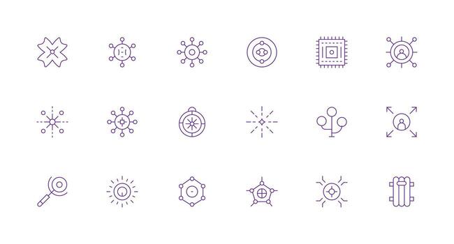 central diseño íconos presentando 18 en mínimo línea estilo completar icono conjunto para móvil aplicaciones vector