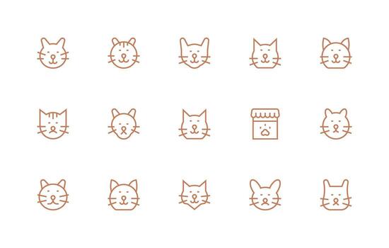 Regular Line Icons from Feline Set with 15 Vectors Digital Product Icons for Fast Delivery