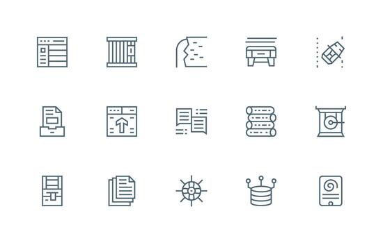 Archive Set with 15 Regular Line Icons Essential Icon Set for Teams vector