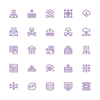 medio carrera contorno íconos desde servidor conjunto con 25 vectores icono paquete para ui