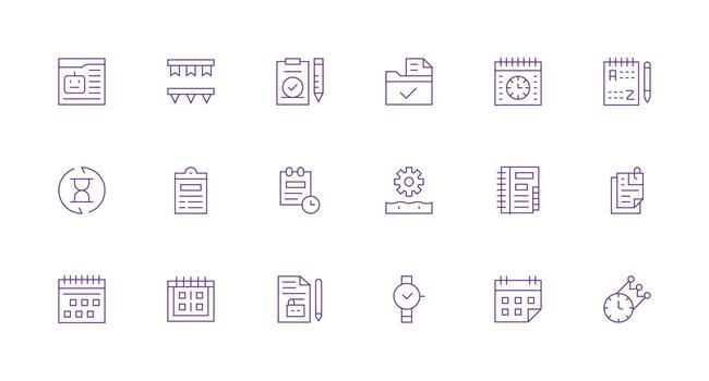 18 mínimo línea íconos para tarea gráficos completar icono conjunto para móvil aplicaciones vector