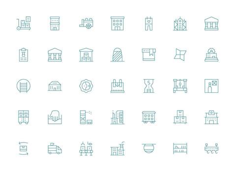 Warehouse Set with 35 Light Line Icons Neatly Designed Icons for Web Platforms vector