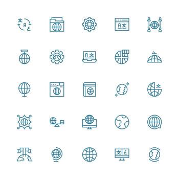 Internationalization Icon Collection with 25 Medium Stroke Outline Designs Fully Editable Icon Set for Web vector