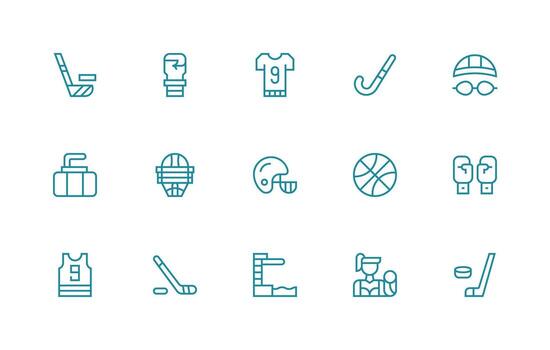 Athlete Design Icons featuring 15 in Regular Line Style Detailed Icon Collection for Design Systems vector