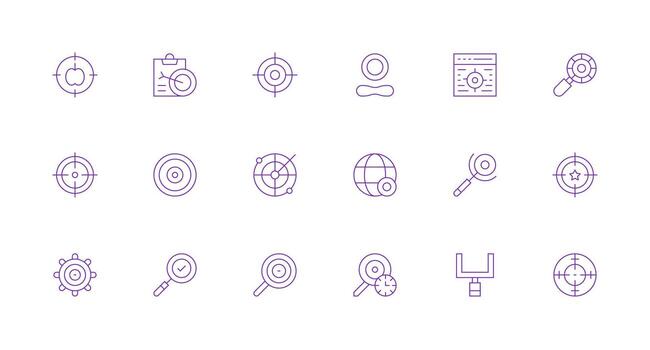 18 mínimo línea diseños para objetivo íconos limpiar icono colección para web utilizar vector