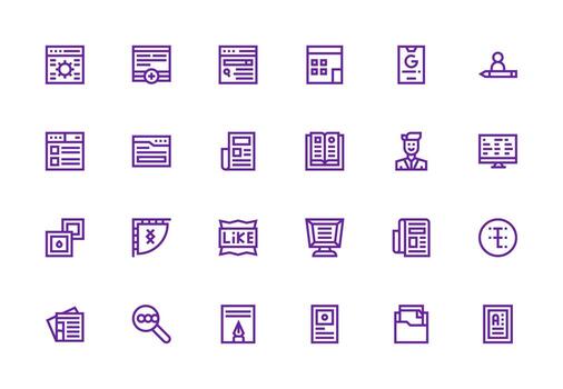 Thick Line Line Style Content Icons with 24 Vectors Icons Built for Visual Consistency Pack