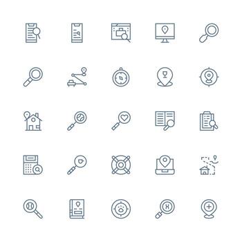 Find featuring 25 Icons in Medium Stroke Outline Design Interface Icon Collection for Daily Projects vector