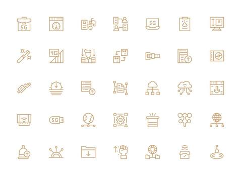 datos transferir icono colección con 35 regular limpiar línea diseños multi-estilo icono colección vector