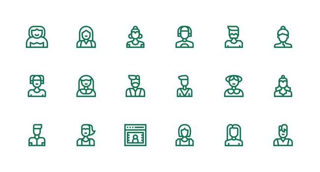 18 Strong Stroke Line Icons for Person Icon Graphics Sharp Icons for Presentations vector