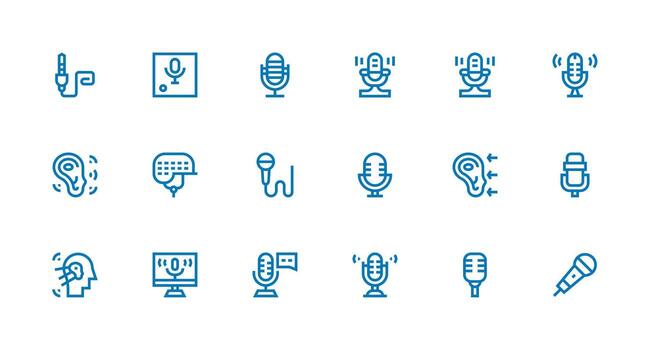 Audio Input featuring 18 Icons in Strong Stroke Line Design Balanced Icon Set for Functional Design vector