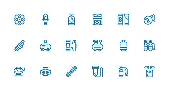 18 íconos para cilindro en fuerte carrera línea formato todas dispositivo compatible icono conjunto vector