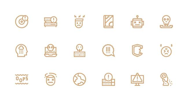 fuerte carrera línea estilo sistema fracaso íconos con 18 vectores limpiar icono conjunto icono paquete para ui proyectos