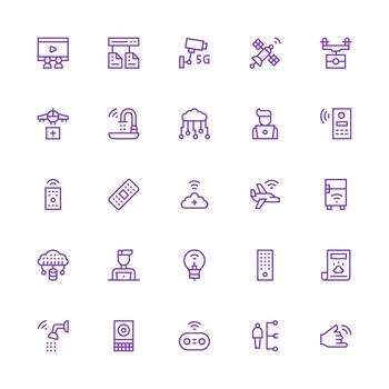 Medium Stroke Outline Icons from Remote Set with 25 Vectors Well-Structured Icons for Creative Use