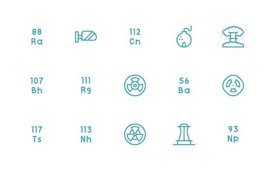 Nuclear Icon Set with 15 Regular Line Graphics Core Icon Collection for Daily Tasks vector