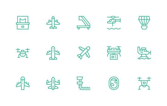 Regular Line Icons from Aircraft Set with 15 Vectors Icon Set for Apps