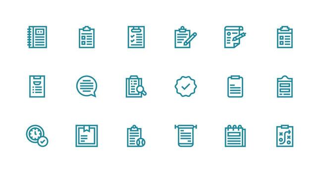 18 íconos para Lista de Verificación en fuerte carrera línea formato escalable icono paquete vector