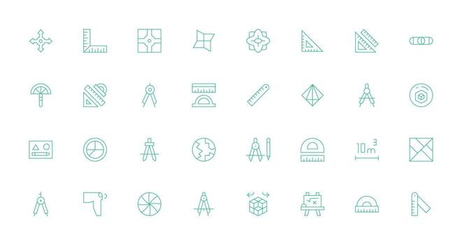 Geometry Set with 32 Thin Line Icons Minimal Icon Pack vector