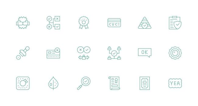 18 Icons for Validation in Minimal Line Format Scalable Icon Pack vector